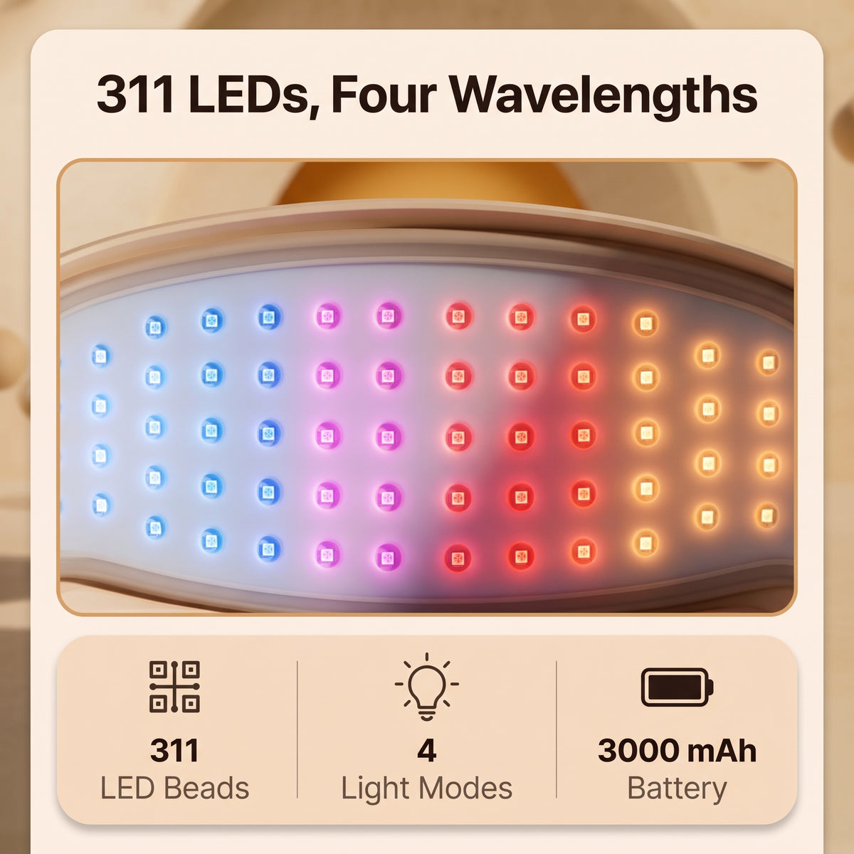 Hello Face M300 with 311 LED beads, four wavelengths and a 3000 mAh battery